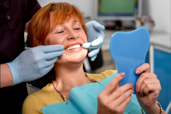 dental process in a women mouth